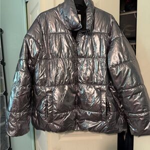 Old Navy Silver Puffer Jacket